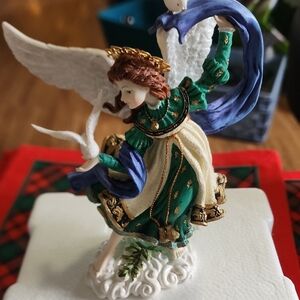 Elegant Angel Figurine with Green and Purple Accents (Erin)